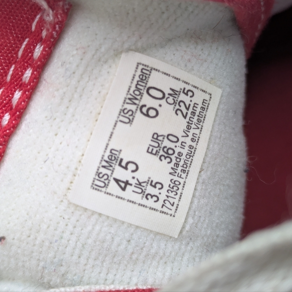 Vans Red Hightop Sneakers 6 Women - Picture 6 of 6
